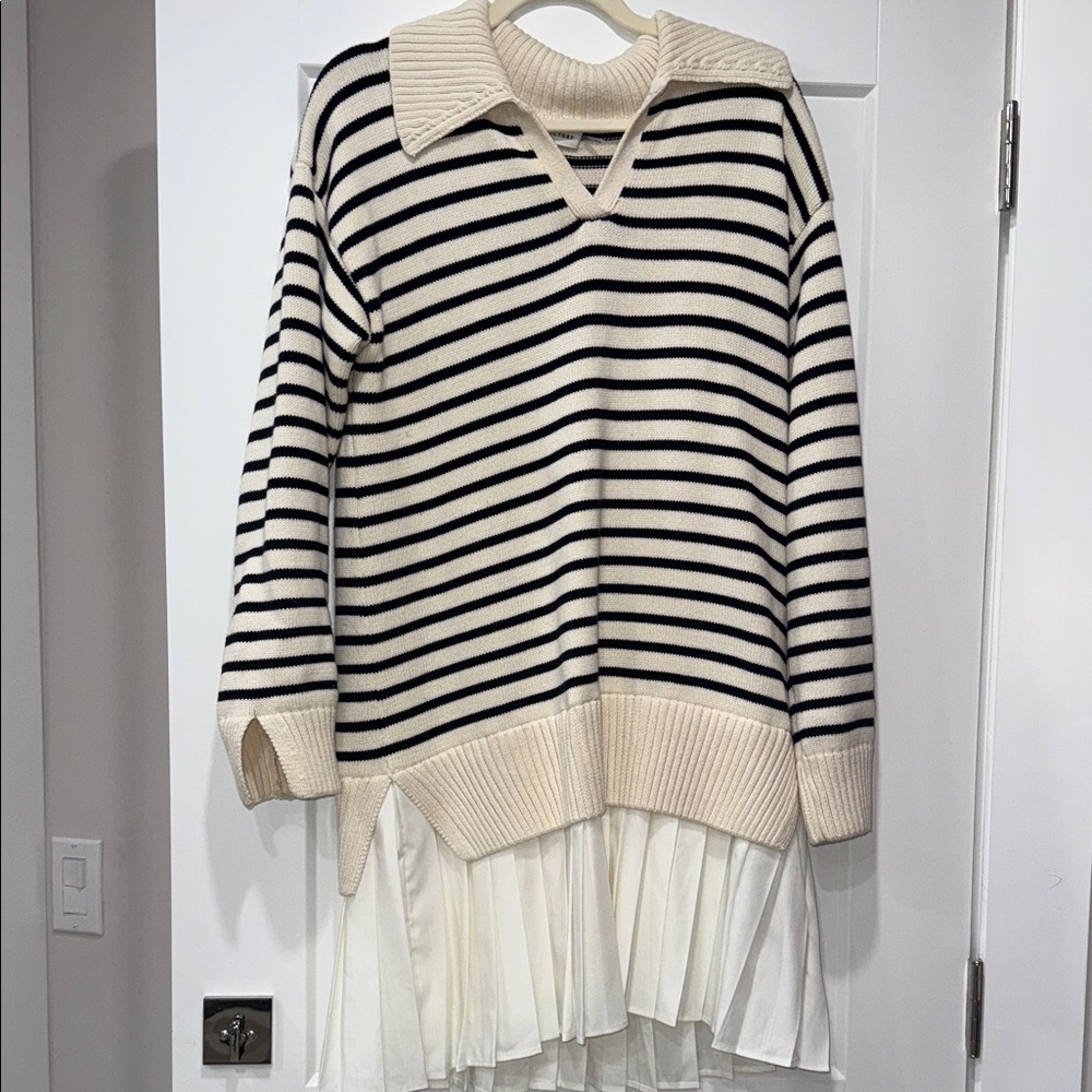 English Factory Black and Cream Sweater Dress